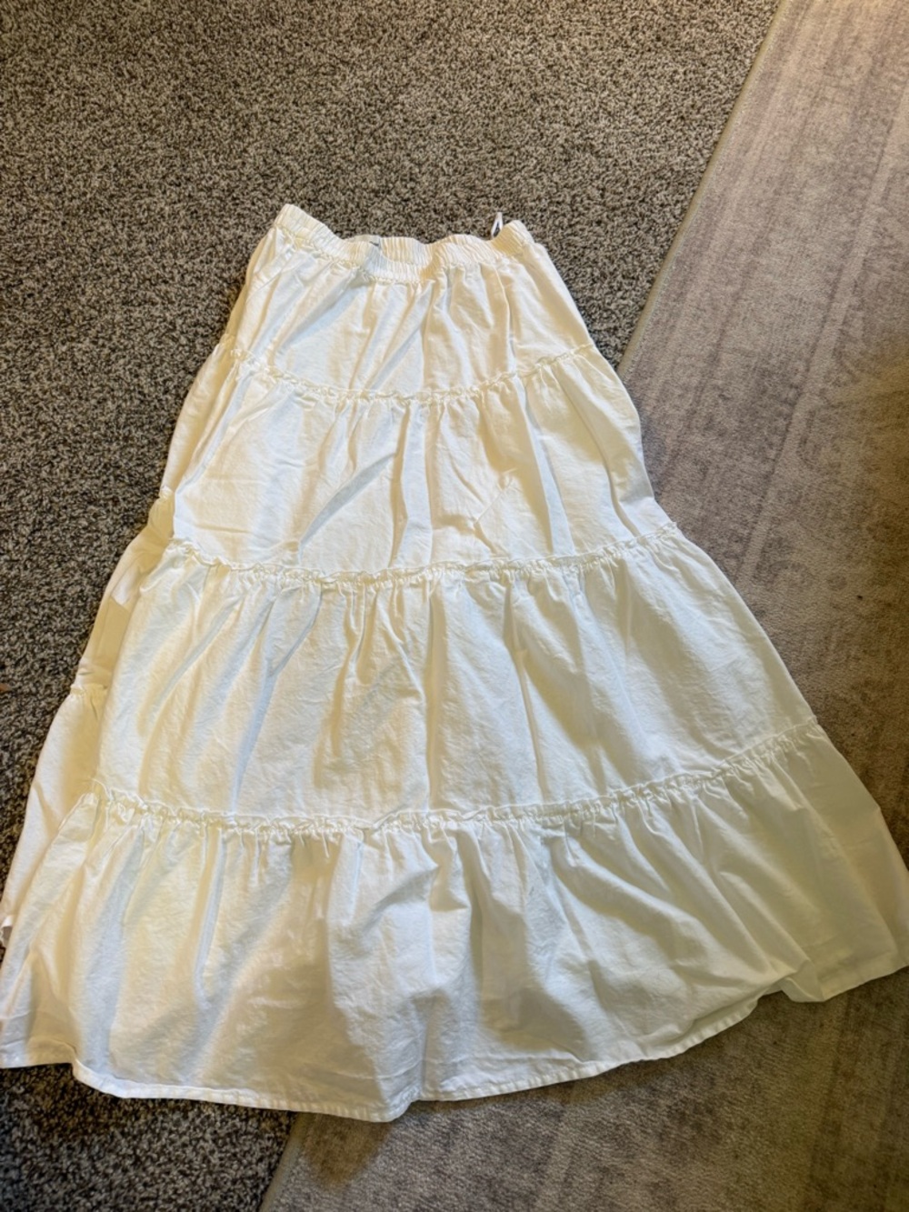 Aritzia White Tiered A-Line Maxi Skirt